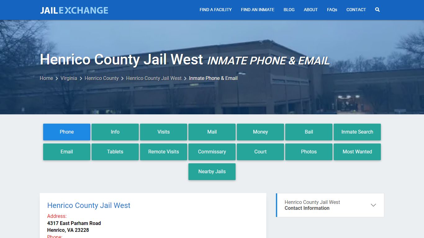 Inmate Phone - Henrico County Jail West, VA - Jail Exchange