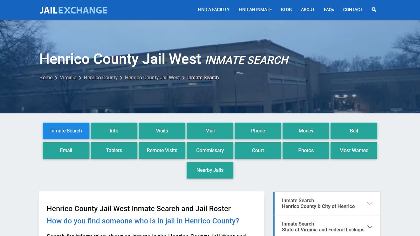 Henrico County Jail West Inmate Search - Jail Exchange